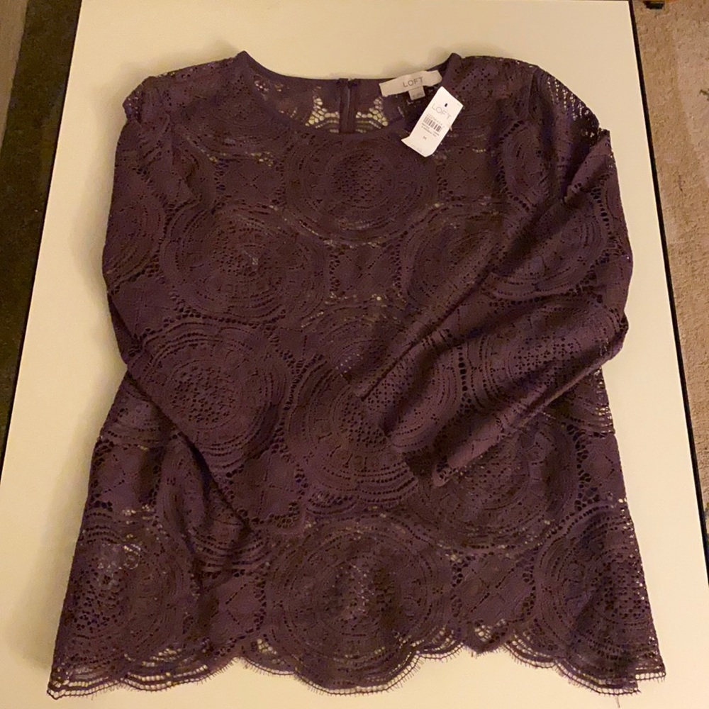 NWT Loft Burgundy Lace Top